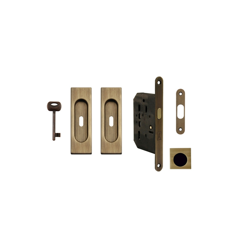 Eckig Set für Schiebetüren FIMET - Bronze geschliffen Eckig Set für Schiebetüren FIMET - Bronze geschliffen